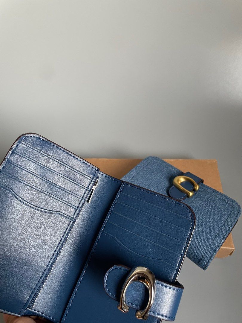 COACH TABBY WALLET (Category: Luxury Bags & Wallets) located in Binan City. Submitted by _jaydash (Listing ID 1414605665, Image 3). Description: FOR SALE COACH Tabby Denim Wallet Php. 4500 each slightly negotiable 2 units only — paunahan na lang available in: —(1) classic denim —(1) silver/deep blue mono —with paper bag, box, gift receipts and care instructions *Denim and refined calf leather *Ten credit card slots *Full-length bill compartment *