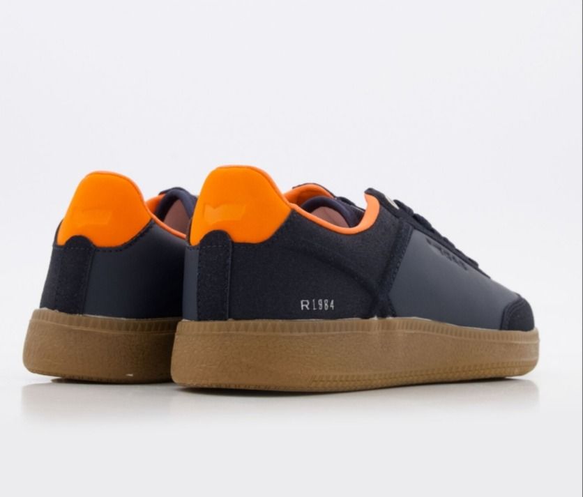 GAS Navy Blue Sneakers (Category: Sneakers) located in Mandaluyong City. Submitted by msdeclutterfinds (Listing ID 1414557020, Image 2). Description: - GAS navy blue sneakers - Combination of suede and synthetic leather - Stylish navy blue color - Features an orange inner lining - Durable gum sole - GAS logo detail - Size indicated on tag.