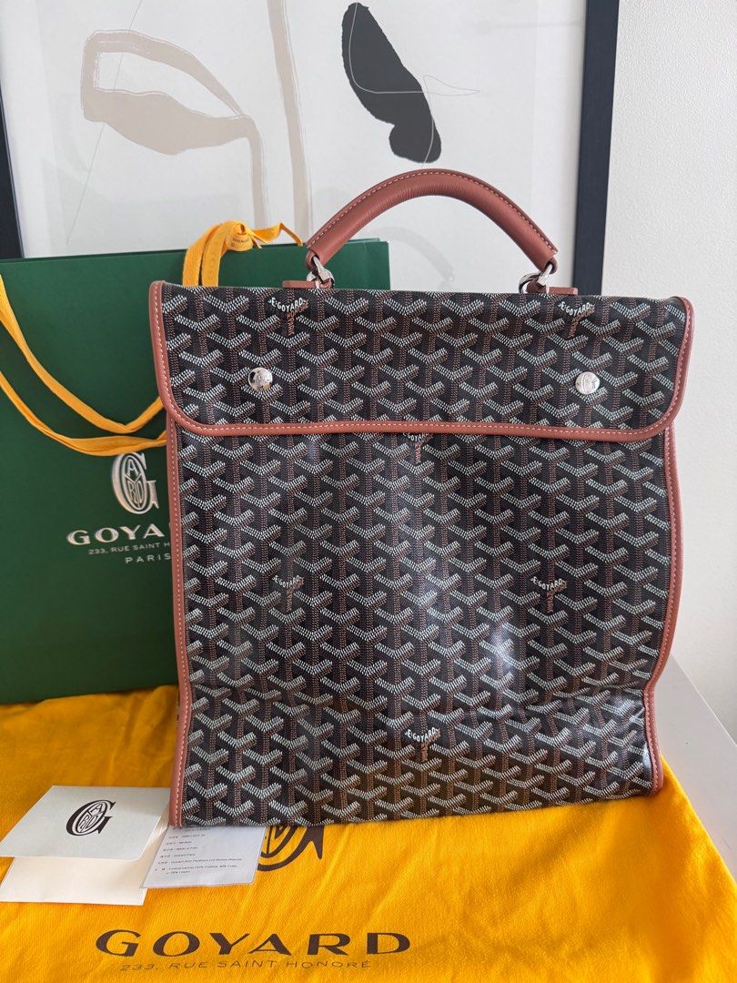 Goyard Saint Leger Handbag Black Canvas (Category: Luxury Bags & Wallets) located in Manila. Submitted by helloseptembermnl (Listing ID 1414443438, Image 1). Description: Dustbag, Paperbag Included Very minimal signs of usage Bought April 2024 in Goyard Korea Black/Tan .