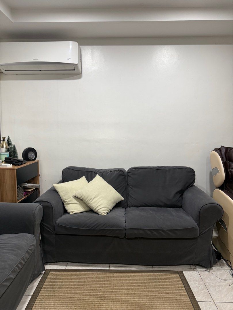 IKEA EKTORP 2-Seater Sofa ( 2 units ) (Category: Sofas) located in Taguig. Submitted by cathwuman (Listing ID 1414463457, Image 3). Description: - ( Two units ) IKEA EKTORP 2-seater sofas - Dark gray covers - Removable covers ( easy to clean ) - Purchased November 13, 2024 (invoice available) - Pillows not included - Delivery Shouldered by buyer - Location: Paranaque .