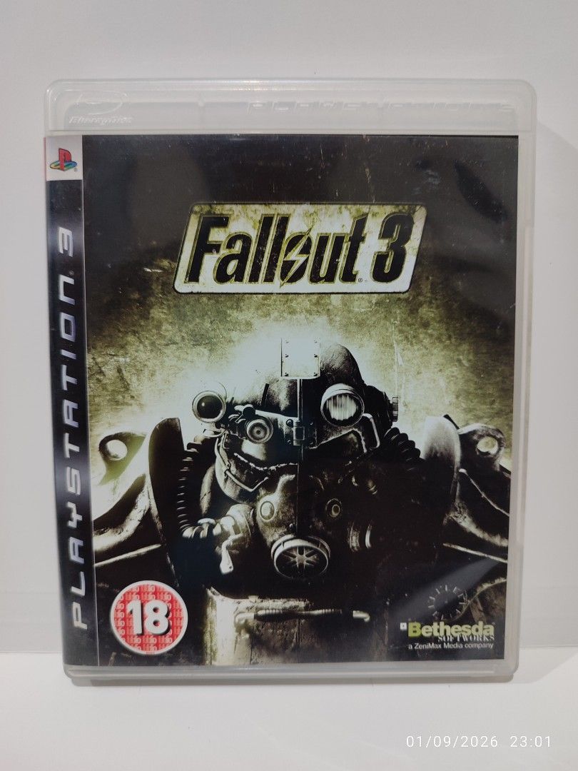PS3 - Fallout 3 (PRE-OWNED) "EU" (Category: PlayStation) located in Mendez-Nunez. Submitted by sf2_gameshop (Listing ID 1414593867, Image 1). Description: PLEASE READ CONDITION: UsPre-owned item. Installed and tested working. The disc has few hairline scratches, please refer to the posted photos to see the condition. It comes with a game manual (in color) and an insert. GENRE: Action role-playing MODE: Single-player REGION: 2 - Europe VOICE: Engl
