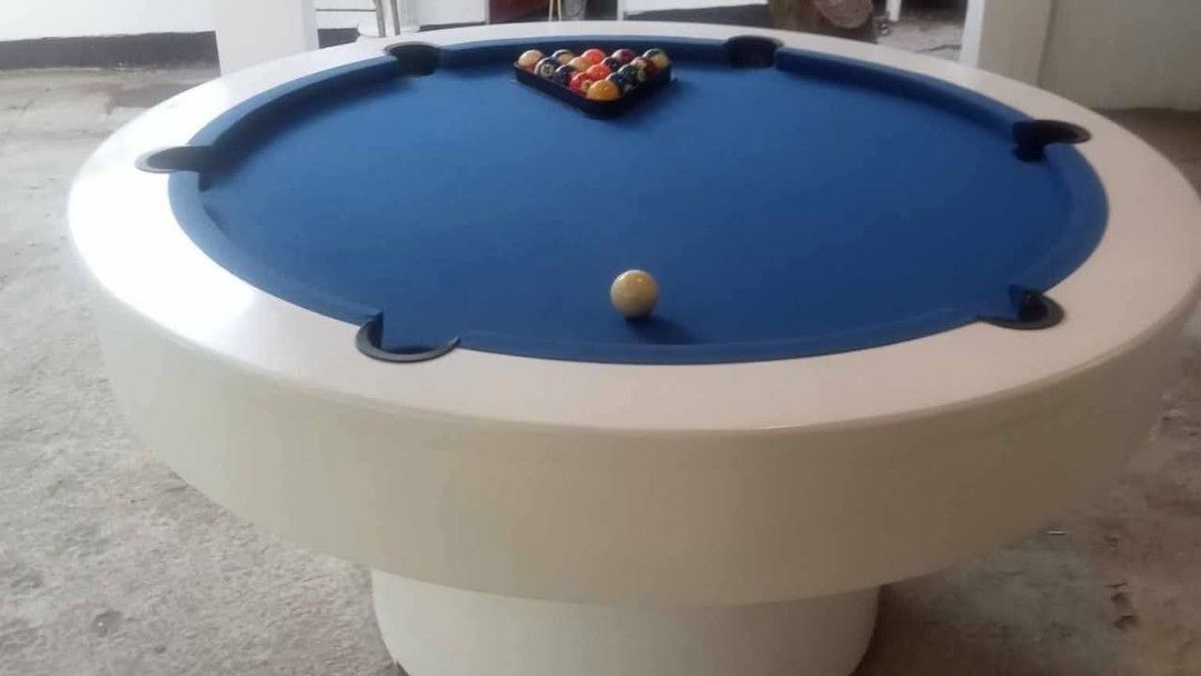 Round billiard table (Category: Everything Else Others) located in San Pablo. Submitted by vennisa.sportssupplies (Listing ID 1414506099, Image 3). Description: ROUND BILLIARD TABLE 💵 Php 155,000 Inside Dimension: ✅Length - 130 cm (4.26 ft) ✅Width - 130 cm (4.26 ft) Outside Dimension: ✅Length - 160 cm (5.2 ft) ✅Width - 160 cm (5.2 ft) ✅Height 84 cm (2.7 ft) Inclusions: ✅ 1 set Billiard Ball ✅ 12pcs Biliard Chalk ✅ 2 pcs de roskas cue stick ✅ 1 p