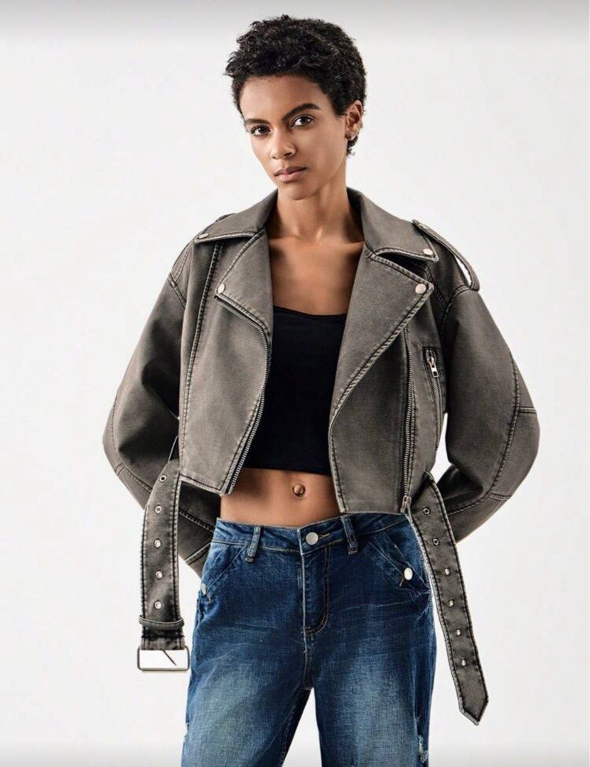 Shein Leather Jacket Coat (Category: Coats, Jackets and Outerwear) located in San Juan City. Submitted by declutterclosetcleanup (Listing ID 1414617767, Image 1). Description: .