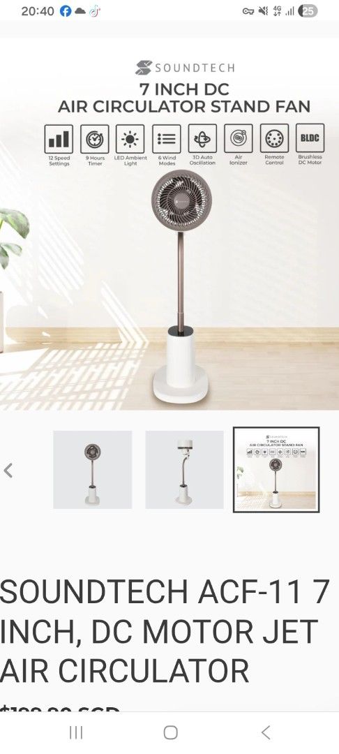 Sound Tech Fans Soundtech ACF-11 7 Inch DC Air Circulator Stand Fan, Furniture & Home ...