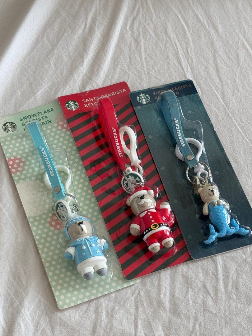 Starbucks Limited Edition Bearista Keychain (Category: Character Goods) located in Quezon City. Submitted by dreamhues (Listing ID 1414494339, Image 2). Description: Starbucks Limited Edition Bearista Keychains → Never used, brand new with original packaging → Price listed is for each = P500 (get all for P1,200).