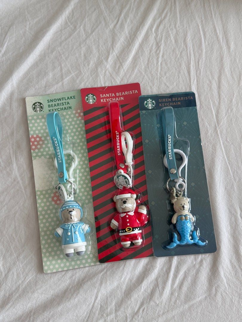 Starbucks Limited Edition Bearista Keychain (Category: Character Goods) located in Quezon City. Submitted by dreamhues (Listing ID 1414494339, Image 1). Description: Starbucks Limited Edition Bearista Keychains → Never used, brand new with original packaging → Price listed is for each = P500 (get all for P1,200).