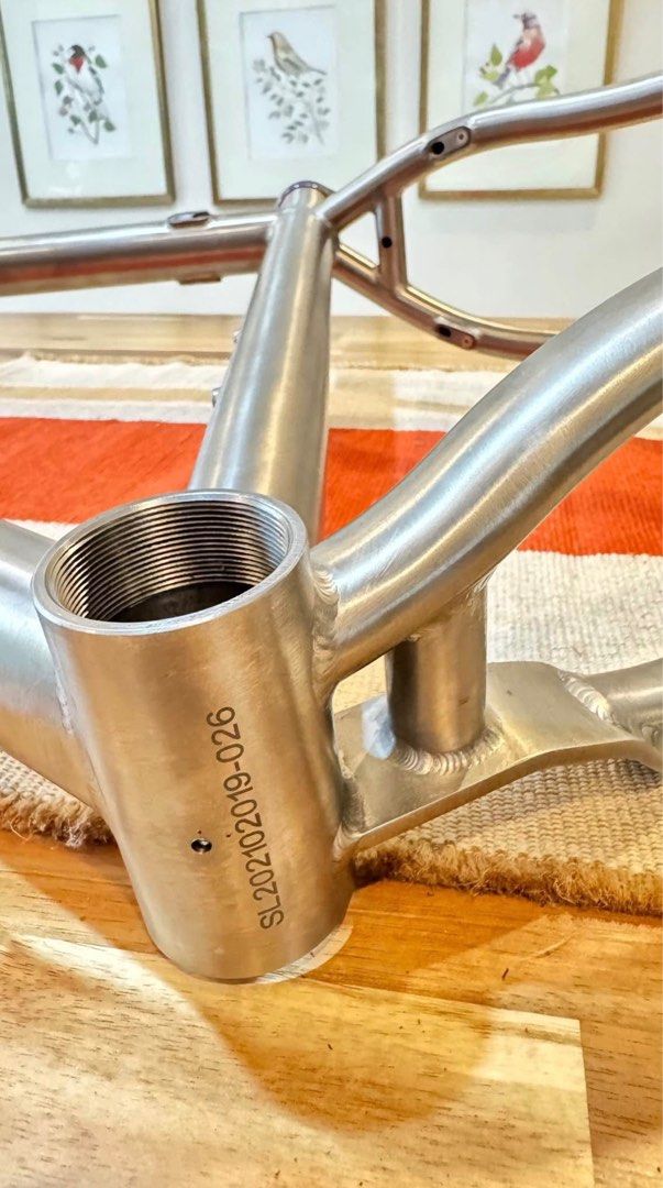 Titanium MTB frame - Large 19” (debadged Devel Firebird) (Category: Bicycles) located in Antipolo. Submitted by authenticstuff4you (Listing ID 1414527304, Image 3). Description: 🇵🇭 Devel Firebird MTB Titanium Frame. •LARGE 19” Lowered to ₱35,000. Rarely used. Features -Competitive XC Race Geometry -Full internal cable routing -Seamless Aerospace Grade 3Al/2.5V Titanium Tubing -Tapered 1 1-8” to 11-2” head tube system -42/52 tapered headset -31.