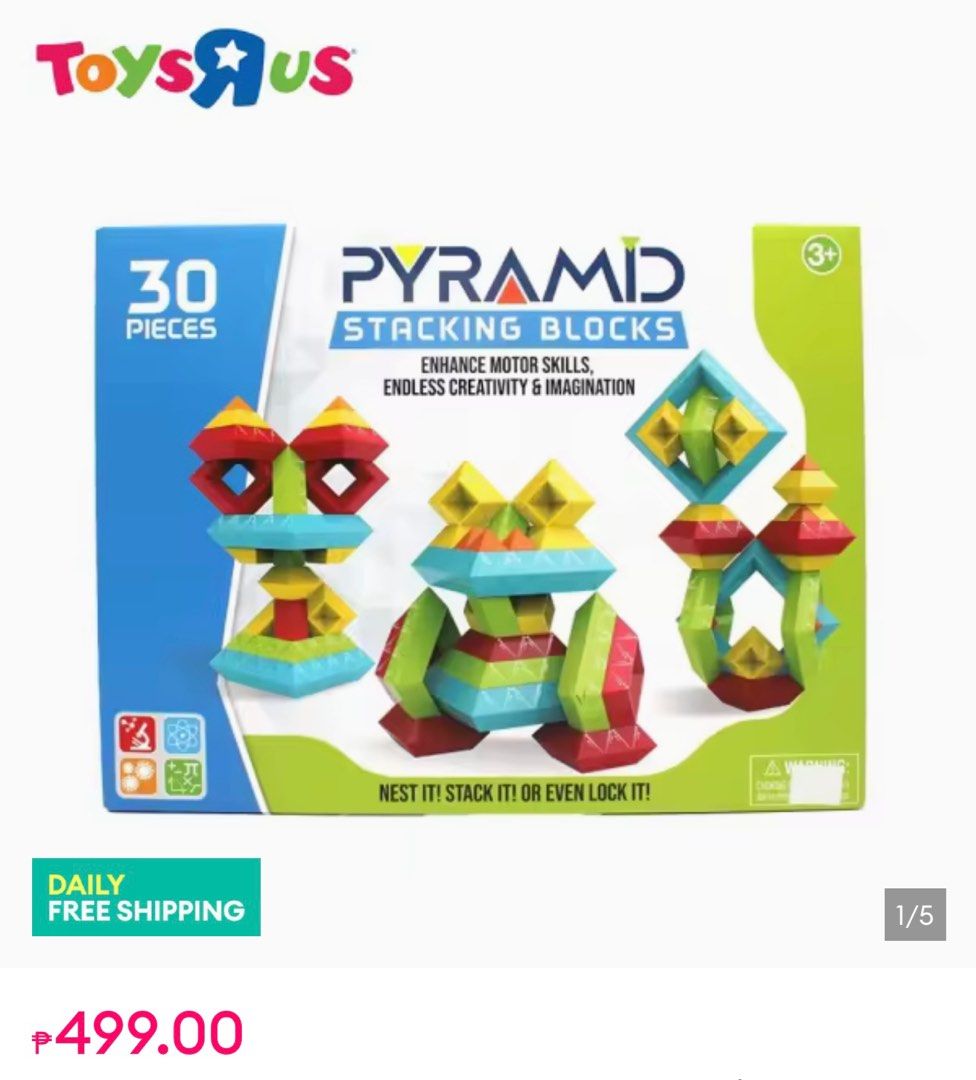 Toys R Us Pyramid Stacking Blocks (Category: Educational & Learning Toys) located in Makati City. Submitted by spencer09 (Listing ID 1414461083, Image 1). Description: Toys R Us Pyramid Stacking Blocks Good as new! No damage, scratches / sign of usage. Few months old lang! - 30-piece set - Promotes motor skills, creativity, and imagination - Features various shapes and colors - Perfect for nesting, stacking, and locking Declutter : making room fo