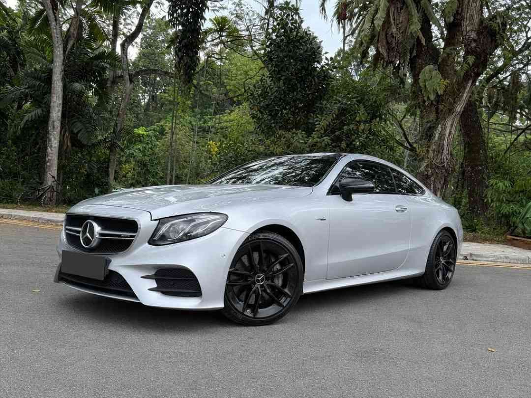 Mercedes-Benz E-Class E53 Mild Hybrid AMG 4MATIC (Category: Used Cars) located in Singapore. Submitted by carousell_certified_partners (Listing ID 1460852981, Image 3). Description: Luxurious performance Coupe, sophisticated styling with pillarless design. Stunning original icy silver exterior paired with luxury black interior. View with high expectations! All trade-ins are welcomed. Flexible viewing hours and financing available to tailor your n