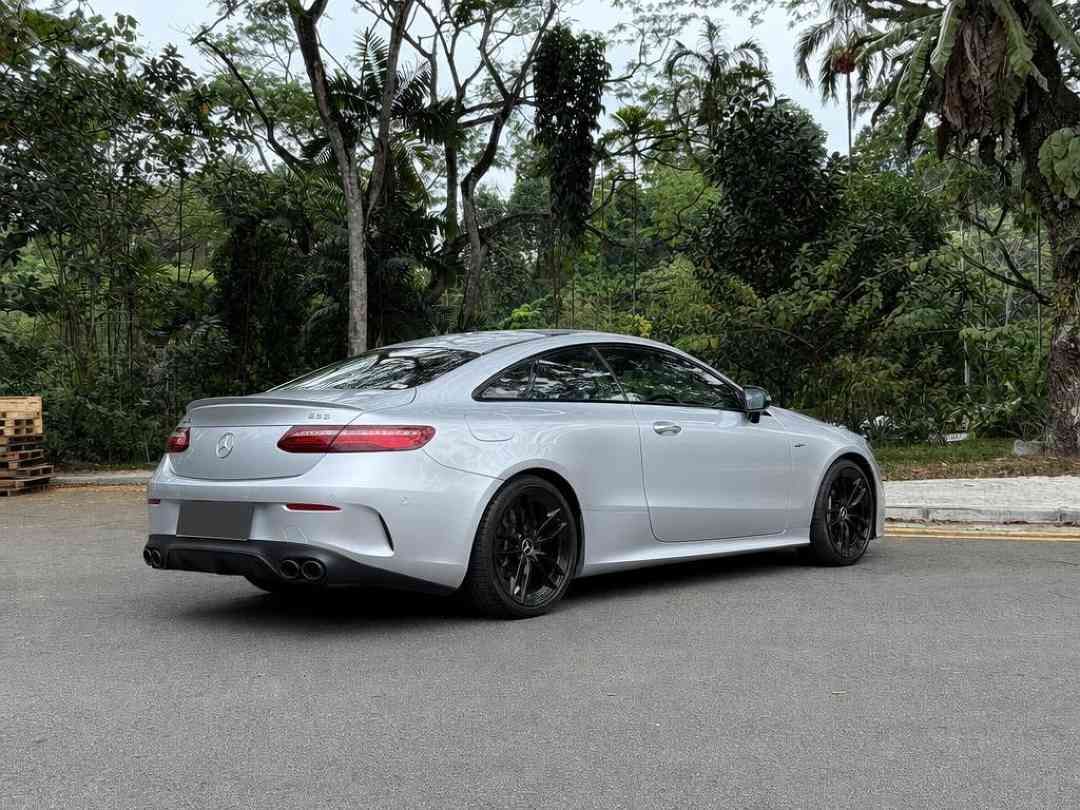 Mercedes-Benz E-Class E53 Mild Hybrid AMG 4MATIC (Category: Used Cars) located in Singapore. Submitted by carousell_certified_partners (Listing ID 1460852981, Image 2). Description: Luxurious performance Coupe, sophisticated styling with pillarless design. Stunning original icy silver exterior paired with luxury black interior. View with high expectations! All trade-ins are welcomed. Flexible viewing hours and financing available to tailor your n