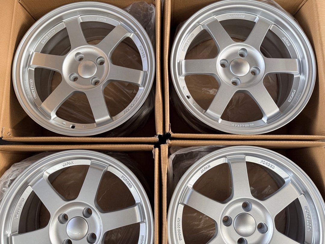 16” TE37 Design Code 6018 Silver mags 4Holes pcd 100 Bnew (Category: Mags and Tires) located in Quezon City. Submitted by mindanaotyrehaus (Listing ID 1465333087, Image 2). Description: 4pcs 16” TE37 Design Bnew mags 4 holes pcd 100 x7 width offset 38 color: Silver sold as set 4pcs. for 22,000 pesos mags only * price may change without prior notice * fix price * Cash transaction/ GCash or BDO Online Transfer only First come first serve Free mount