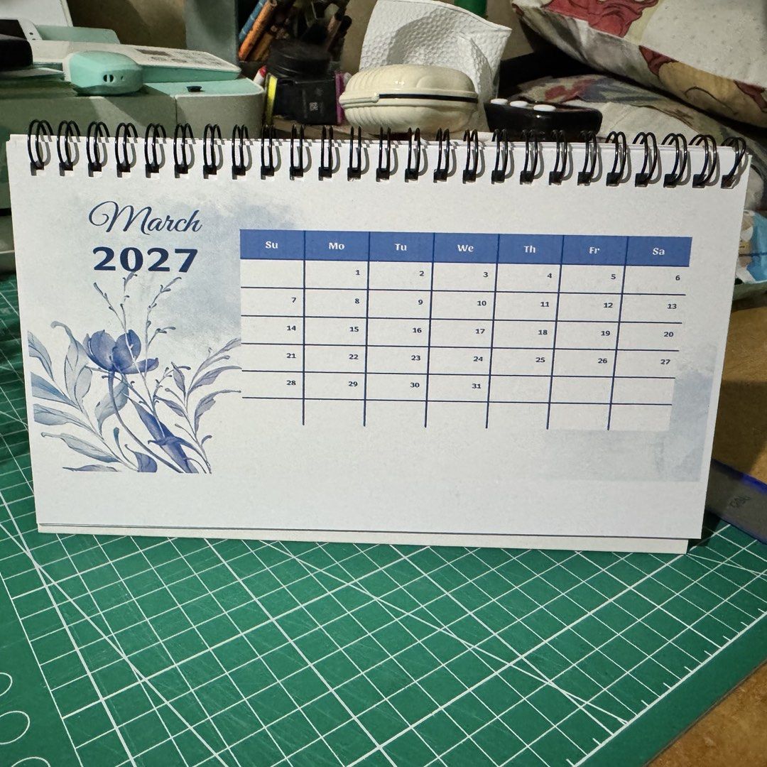 2027 Desk Calendar (Category: Other Stationery & Craft) located in Makati City. Submitted by jinger_21 (Listing ID 1465353503, Image 2). Description: 2027 Monthly Calendar (January -December) 200gsm glossy photo paper 350gsm foldcote Double-loop wire With discounts for bulk orders Payment first before printout Process lead time - 3-5 days (depending on volume of orders) Payments channels: Gcash Maya GoTyme Shipping fee will be shouldered by the b