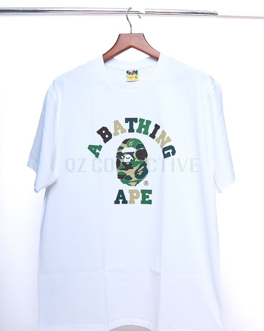 A Bathing Ape BAPE College Logo Tee Black White (Category: Tshirts & Polo Shirts ) located in Paranaque City. Submitted by kkszpt (Listing ID 1465213822, Image 2). Description: BAPE ABC Camo College Tee ON HAND • M (White) • L (Black) PRE-ORDER Other sizes available. 50% DP to secure your slot. Cutoff: October 7 ETA: October 14 🚚 Nationwide via LBC 🏍️ Metro Manila via Grab Express 📍 Free shipping within Pasay, Parañaque & Las Piñas.