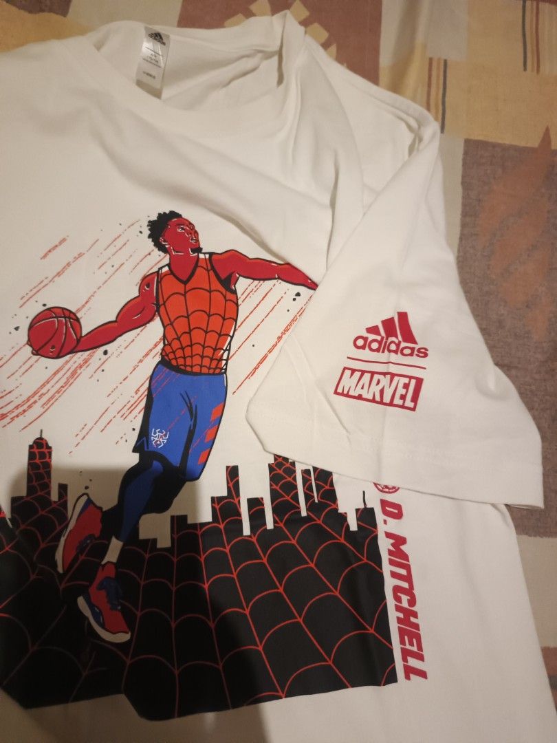 Adidas x marvel Donovan Mitchell (Category: Activewear) located in Odiongan. Submitted by thriftngo26 (Listing ID 1465181481, Image 3). Description: adidas x Marvel Spider-Man collaboration graphic t-shirt, specifically designed as part of NBA player Donovan Mitchell’s signature apparel line..