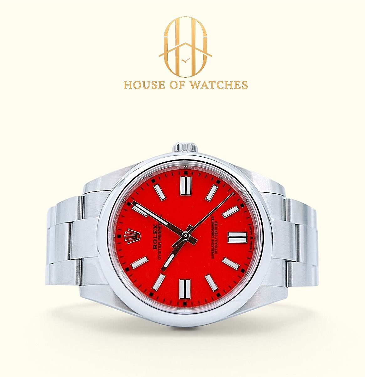 Almost New 2021 Rolex Oyster Perpetual 41 Coral Red Oyster 124300 124300 Red OP41 (Category: Watches) located in Singapore. Submitted by houseofwatches.sg (Listing ID 1465201558, Image 1). Description: Stay connected with House of Watches! Almost New 2021 Rolex Oyster Perpetual 41 Coral Red Oyster 124300 Our Price: $21,950 SKU: HS24569 Brand: Rolex Reference: 124300 Condition: Almost New Dated: July 2021 Dial: Coral Red Material: Stainless Steel 