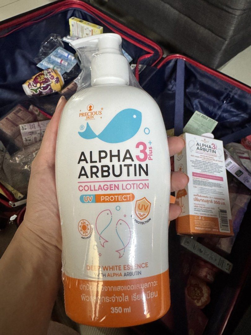 Alpha Arbutin 3 Plus Collagen Body Lotion (Category: Body Care) located in Paranaque City. Submitted by kgsantos (Listing ID 1465180477, Image 2). Description: - Authentic Precious Skin Thailand Alpha Arbutin 3 Plus Collagen Body Lotion - Deep white essence formula featuring Alpha Arbutin, Vitamin B3, and Tranexamic Acid - Helps brighten skin tone, smooth texture, and lock in moisture - Contains UV protection to shield your skin from the sun - Co