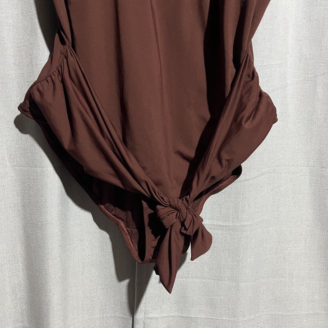 Anko Chocolate Brown One-Piece Swimsuit (Category: Bikinis & Swimsuits) located in Tanjay. Submitted by febmarie (Listing ID 1465222540, Image 2). Description: With tie-front design 📍 Negros Oriental 📦 J&T — SF c/o buyer .