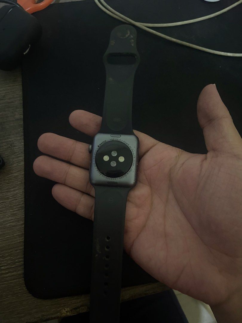 Apple Watch Series 3 42mm (Category: Wearables & Smart Watches) located in Manila. Submitted by ajwooh (Listing ID 1465257829, Image 2). Description: Still working and no issues aside from scratches No box or extra strap just watch and charger cord Price is negotiable Can do meetup in Robinsons Magnolia only .