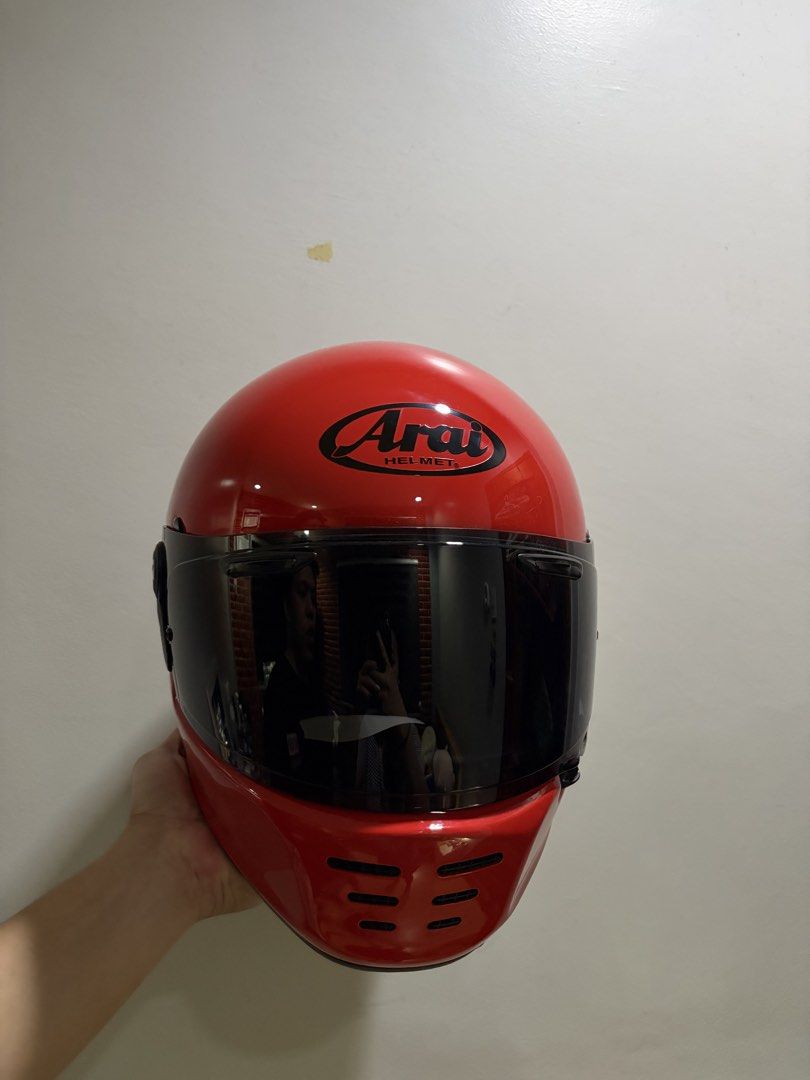 ARAI RAPIDE NEO (Category: Other Motorcycles Parts and Accessories) located in Manila. Submitted by cataquizchesca (Listing ID 1465344833, Image 1). Description: - Original Arai Rapide Neo - Color: Glossy Red with black and clear visor - Safety Standards: Snell approved, Made in Japan - Shell Construction: PB-cLc outer shell with VAS-VC visor system - Condition: Excellent, smooth and well-kept - Style: Classic / Vintage full-face helmet, ideal fo