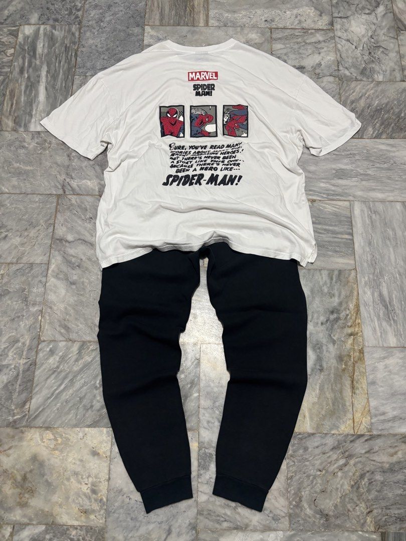 Aspack Marvel Spiderman Top & Bottoms (Category: Sets & Coordinates) located in Manila. Submitted by schizxa (Listing ID 1465373949, Image 3). Description: ASPACK MARVEL SPIDERMAN Top & Bottoms. ₱1000 + SF | Kindly, Dm your offer for better deals. 📍Pasig Located. TOPS Metersbonwe x Marvel Spiderman MTEE •Dimes: 29x25 (XXL on tag) •Condition: Excellent •Issue: Had a tiny pinhole BOTTOMS Anta x Marvel Sweat-Pants •Waistline: 30-41 Stretchable (M o