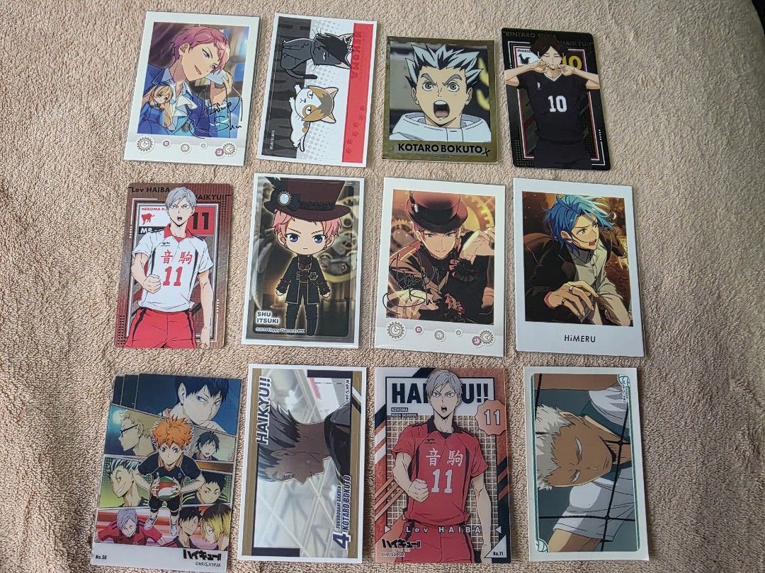 Assorted Anime Wafer Cards and Stickers Batch 1 (Category: Other Merchandise) located in Manila. Submitted by animestuffsshop (Listing ID 1465230476, Image 1). Description: Assorted Anime Wafer Cards and Stickers Batch 1 - 30 each - Official - WYSIWYG MOD: JNT, LBC COP, Lalamove MOP: GCASH.