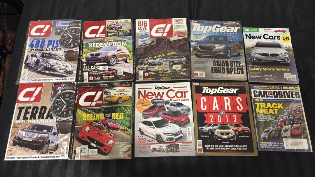 Assorted car magazines (Category: Magazines) located in San Juan City. Submitted by frnzong (Listing ID 1465212839, Image 1). Description: Assorted car magazines ₽100 each Take all for ₽800 Greenhills, San Juan.