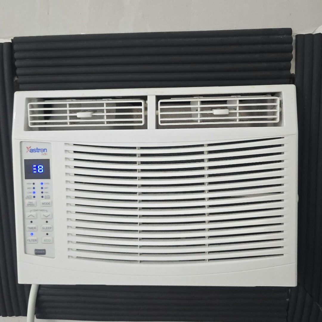 Astron V3 Window Type Air Conditioner with Remote (Category: Air Conditioning and Heating) located in Antipolo. Submitted by mikimick_me (Listing ID 1465334540, Image 1). Description: - Brand/Model: Astron v3 Window Type Air Conditioner - Color: Clean White - Controls: Front digital display panel + matching remote control - Features: Multiple fan speeds, timer, sleep mode, and eco-friendly functions - Condition: Excellent, clean, and works perfec