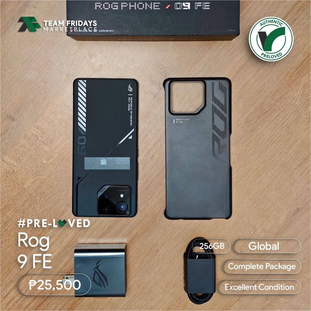 Asus Rog Phone 9 FE (Category: Asus) located in Quezon City. Submitted by teamfridaysmarketplace (Listing ID 1465181445, Image 3). Description: Asus Rog Phone 9 FE Openline both Sim 1 and Sim 2 SALE Price: Php25500 The unit is in excellent condition Warranty: 7 Days Money Back Guaranteed Package: complete standard package Description - 256GB - Global - Guaranteed No defects and NOT Refurbish!!! Globe: 09174994949 Instagram: teamfridaysmarketplace