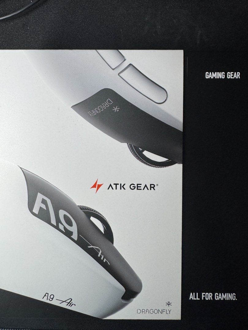 ATK Dragonfly A9 Air Wireless Gaming Mouse (Category: Mouse & Mousepads) located in Quezon City. Submitted by kvnmercado (Listing ID 1465332352, Image 1). Description: - Model: ATK Dragonfly A9 Air Gaming Mouse - Colorway: Black and White - Condition: Clean, minimal signs of use, tested and 100% working - Design: Ultra-lightweight with ergonomic shape and side buttons - Inclusions: Original packaging, warranty card, and accessories as pictured Us
