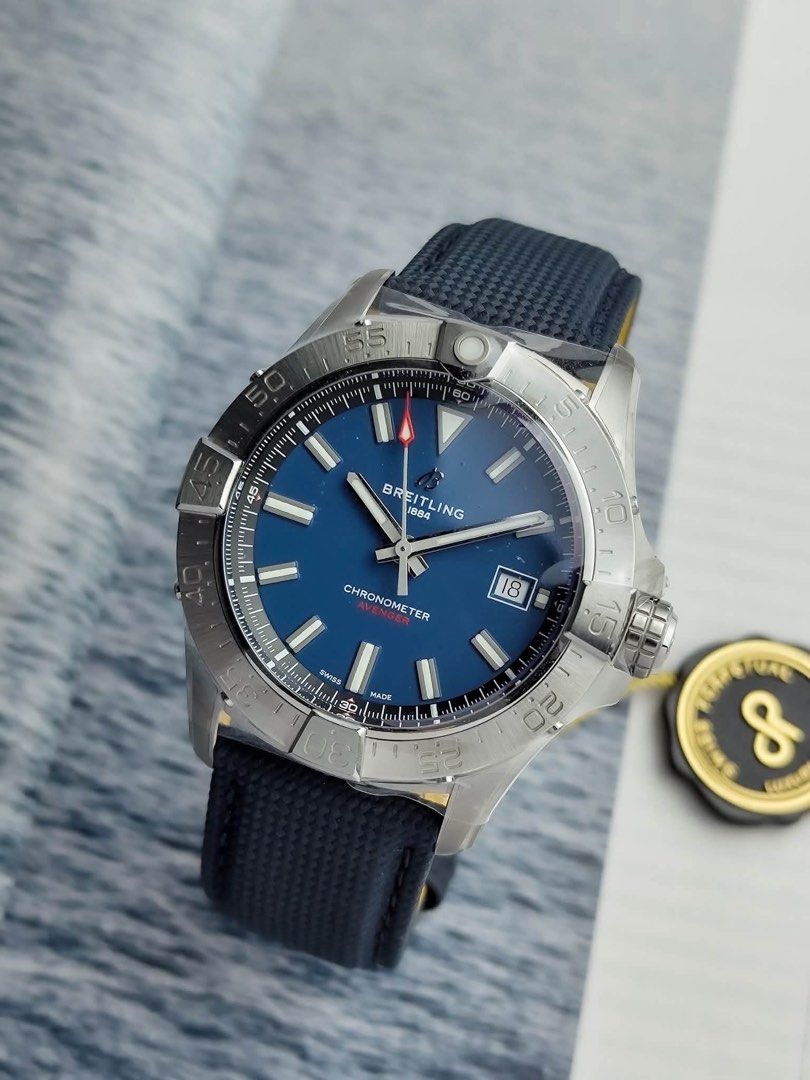Avenger Automatic 42mm (Category: Men's Watches) located in Makati City. Submitted by swissperpetual (Listing ID 1465202412, Image 2). Description: Breitling Avenger Automatic 42 Blue Dial Denim Strap A17328 42mm 2025 Brand New Condition: 10/10 (Brand New) Price: P138,000 Negotiable 🤝 7 Day Moneyback Guarantee 🧑‍🔧 1 Year SP Service Warranty 💱 Trades Offers and Pre-orders Accepted 💳 Credit Card Options Available 🪙 Layaway Options Available �
