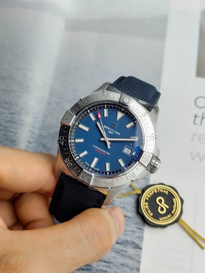 Avenger Automatic 42mm (Category: Men's Watches) located in Makati City. Submitted by swissperpetual (Listing ID 1465202412, Image 3). Description: Breitling Avenger Automatic 42 Blue Dial Denim Strap A17328 42mm 2025 Brand New Condition: 10/10 (Brand New) Price: P138,000 Negotiable 🤝 7 Day Moneyback Guarantee 🧑‍🔧 1 Year SP Service Warranty 💱 Trades Offers and Pre-orders Accepted 💳 Credit Card Options Available 🪙 Layaway Options Available �