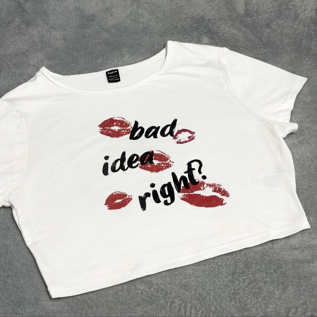 Bad Idea Right (Olivia Rodrigo inspired shirt) (Category: Shirts) located in Manila. Submitted by majgestacio (Listing ID 1465293923, Image 1). Description: PRELOVED SHIRT Used once during an Olivia Rodrigo concert Lightly used Shipping fees will be shouldered by the buyer. Options: Lalamove, Grab, and J&T Express.
