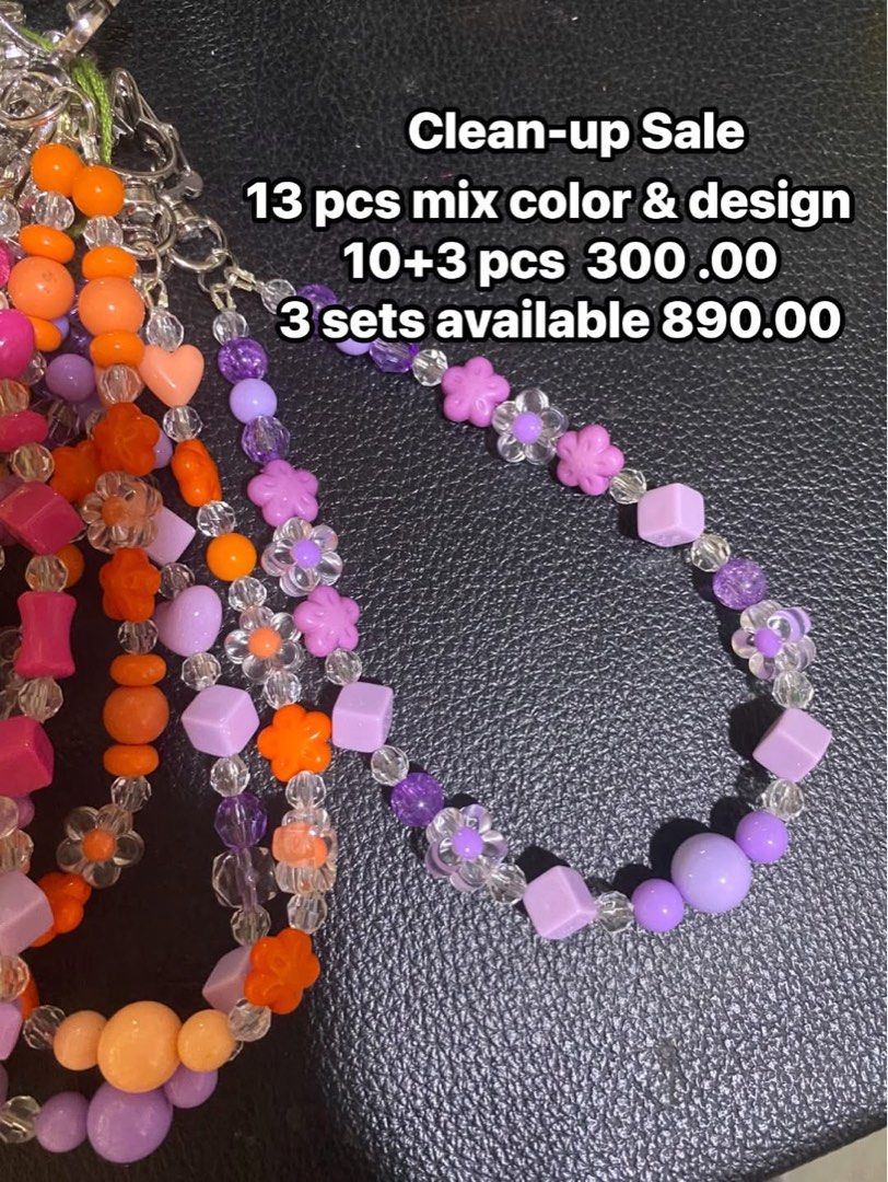 Bag Charm/ Phone Lanyard (Category: Handmade Craft) located in Tanauan. Submitted by mariacraftcorner (Listing ID 1465304250, Image 1). Description: 10+3 Assorted Color Purple, Pink, Light Pink, Yellow, Green, Orange.