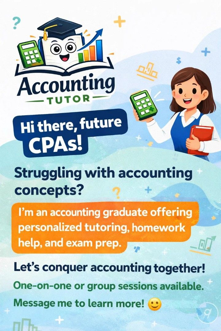 Basic Accounting Tutor (Category: Announcements) located in Manila. Submitted by bautistatr77856 (Listing ID 1465269566, Image 1). Description: 📚 𝐇𝐢, 𝐀𝐜𝐜𝐨𝐮𝐧𝐭𝐢𝐧𝐠 𝐬𝐭𝐮𝐝𝐞𝐧𝐭𝐬! 😊 If you're currently taking 𝐅𝐮𝐧𝐝𝐚𝐦𝐞𝐧𝐭𝐚𝐥𝐬 𝐨𝐟 𝐀𝐜𝐜𝐨𝐮𝐧𝐭𝐢𝐧𝐠 and feeling a little confused sa mga terms, journal entries, debit and credit, or kahit sa basic concepts pa lang — okay lang 'yan. 😅 I’m offering 𝐟𝐫𝐢𝐞𝐧𝐝𝐥𝐲 𝐚𝐧𝐝 𝐚𝐟�