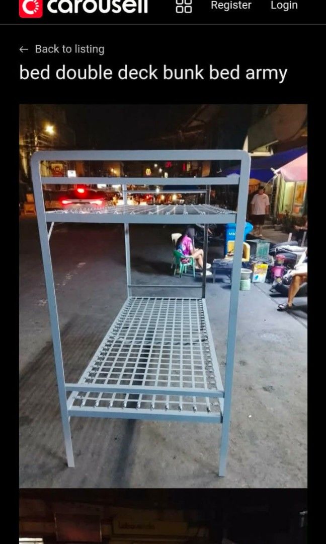 Bed double deck bunk bed military army bed (Category: Bed Frames & Mattresses) located in Manila. Submitted by swiftwhale.5a7586 (Listing ID 1465228694, Image 1). Description: DIRECT MESSAGE ME FOR MORE DETAILS ! STARTTING PRICE 750 ORDINARY FOAM MATTRESSES 💻 ACTIVE ON MESSENGER✔️ 📞(09206602624) 📞(09664191550) LEGIT ONLINE SELLER ORDERS NOW DELIVERY LATER ❤️ 📌URATEX FOAM 📌JOLLY FOAM 📌MEGA FOAM 📌 URATEX TRIFOLD MATTRESS 📌STEEL BED 📌DOUBLE