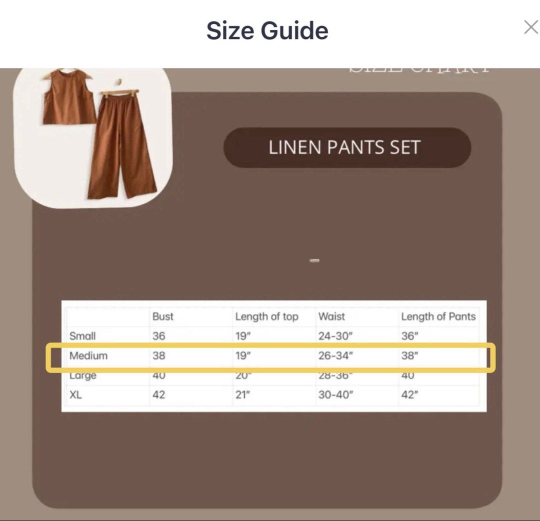 Beige Linen Terno (Category: Sets or Coordinates) located in Quezon City. Submitted by onlinegaragesale.ph (Listing ID 1465276977, Image 3). Description: Beige Linen Terno 📌Size: Medium Measurements: Top Bust: fits upto 38” Length: 19” Pants Waist: 26-34” Length: 38” 📌Brand: Pambahaymnl 📌Material: cotton linen 📌Color: wheat beige 📌Location: Commonwealth QC 🚛 Shipping via lalamove/grab/J&T.
