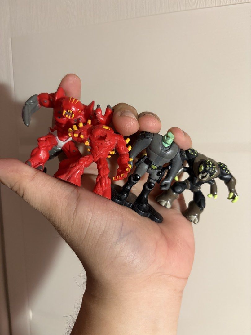 Ben 10 Alien Force Mini Figures Lot of 4 (Category: Action & Battle Toys) located in Plaridel. Submitted by moddedjarvis (Listing ID 1465172014, Image 1). Description: - 150 each / 450 take all - Lot of 4 pocket-sized Ben 10 action figures - Includes 2 red aliens, 1 grey humanoid, and 1 armored multi-eyed creature - Each figure stands upright on its own black base - Perfect fun collectibles for fans of the series - Sold as a bundle only (no indiv