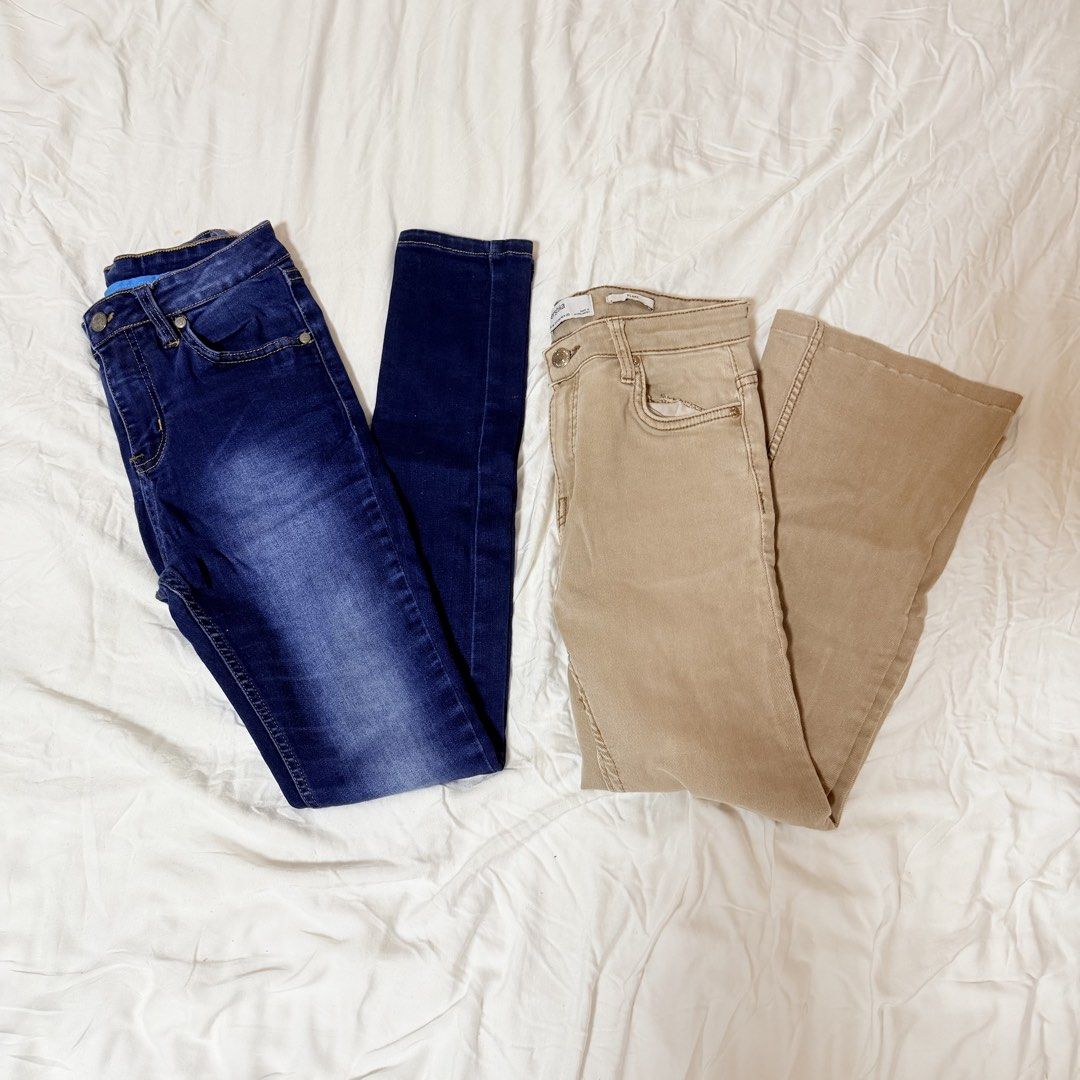 Bench and Bershka Pants Bundle (Category: Jeans) located in Rizal. Submitted by lovedbyhannah (Listing ID 1465327771, Image 2). Description: Features • Stretchy fabric Flaw • Logo tag (See last pic) Size Waist: 27-29” Length: 33” (Brown), 38” (Blue).