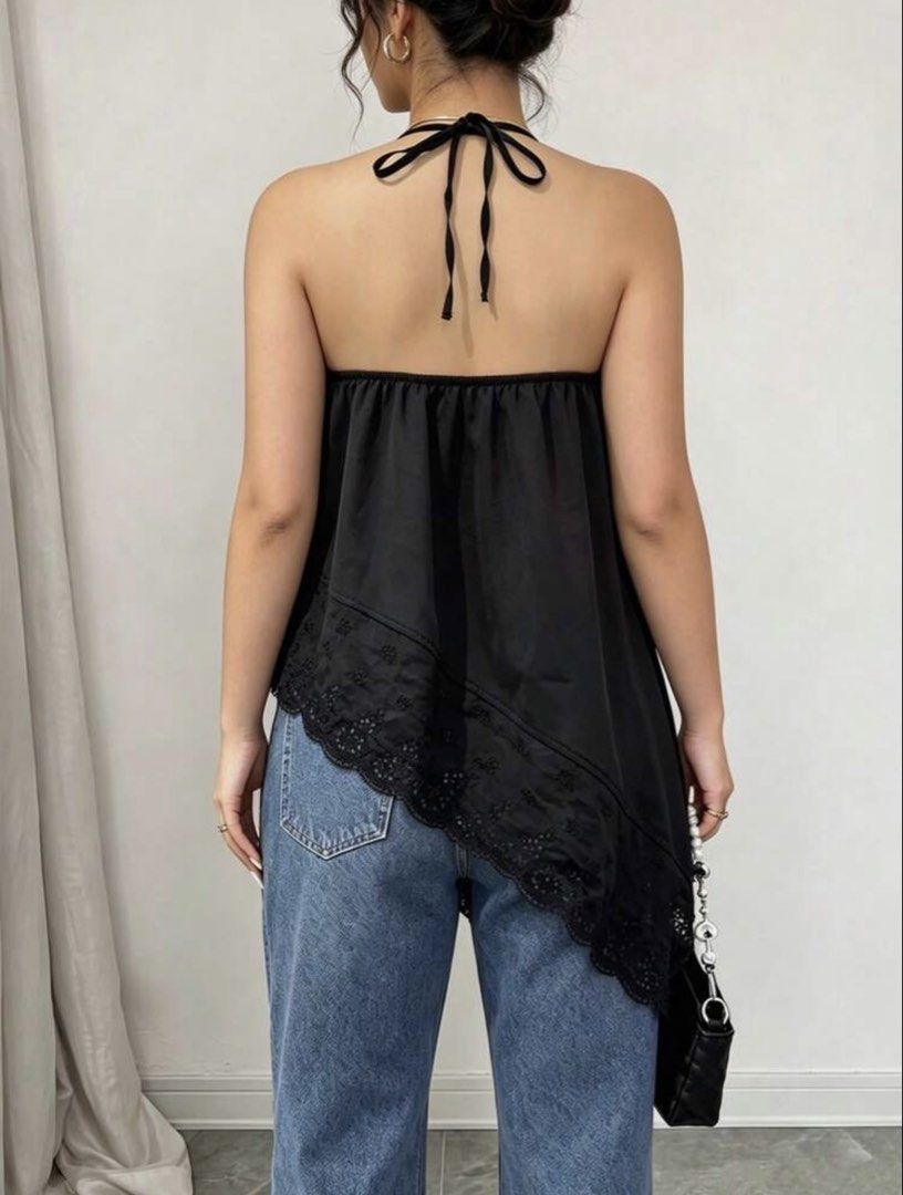 Black asymmetric halter tie top (Category: Sleeveless) located in Manila. Submitted by wearmine2.0 (Listing ID 1465302942, Image 2). Description: Brand new, never used! Doesn’t fit me, so letting this go. Size XS but fits more like Small to Medium depending on your frame. Last price posted, please. •You can message me if you’d like to see more or actual photos. • This is my second account. My original account (@wearmine) is currently inaccessible