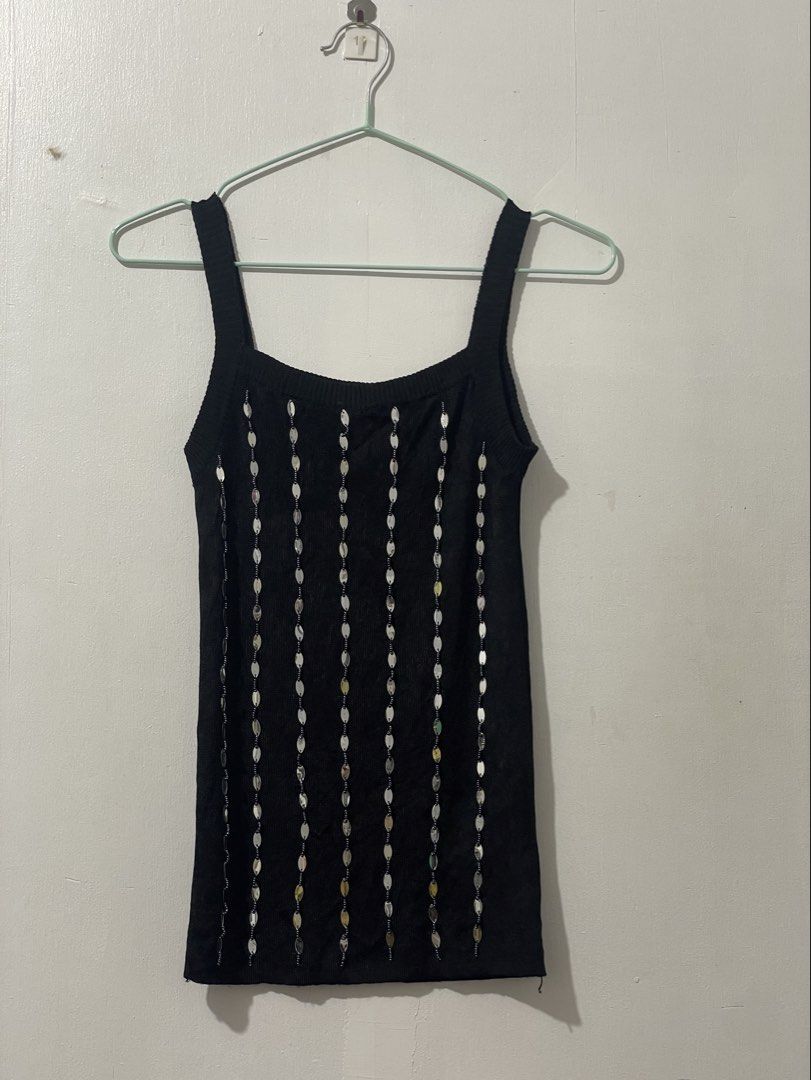 Black Beaded Cami Top (Category: Sleeveless) located in Tuguegarao City. Submitted by ziggerryy (Listing ID 1465370691, Image 1). Description: No flaw. No holes Fit S-M .