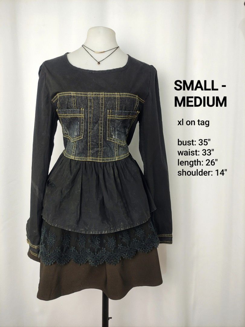 Black Denim Lace Longsleeve Blouse Top (Category: Longsleeves) located in Caloocan City. Submitted by happystar.e0dc1b (Listing ID 1465202489, Image 1). Description: ⚠️PLEASE CLICK THE IMAGE TO SEE THE SIZE⚠️ FB PAGE: IPPEUNI AGASSI Location: Caloocan City ❌ No haggling ❌ No when worn ❌ No "more pics" ❌ No flaws, unless stated ❌ Request for specific measurements of neck, arm, shoulder etc will not be entertained.