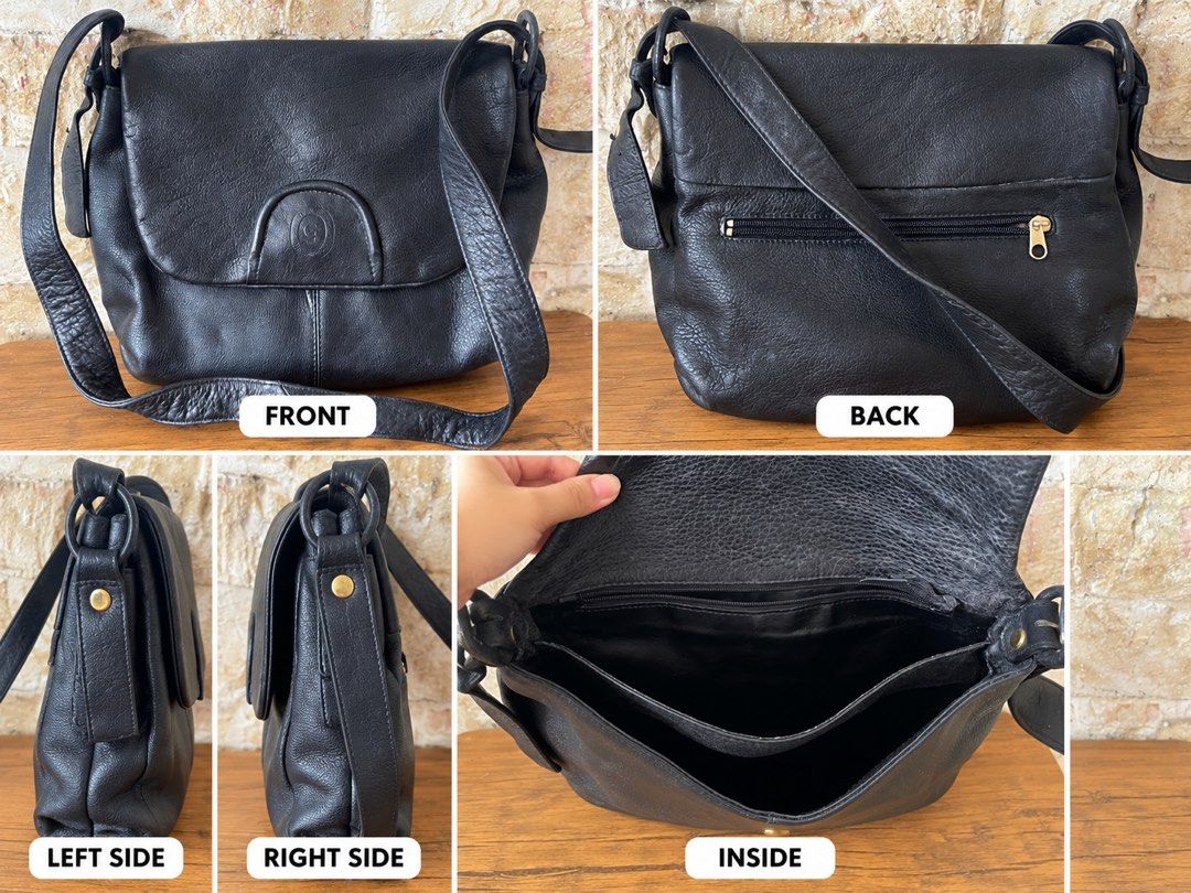 black leather crossbody bag L10x13 (Category: Cross-body Bags) located in San Fernando. Submitted by japansurpluselyu (Listing ID 1465272849, Image 1). Description: .