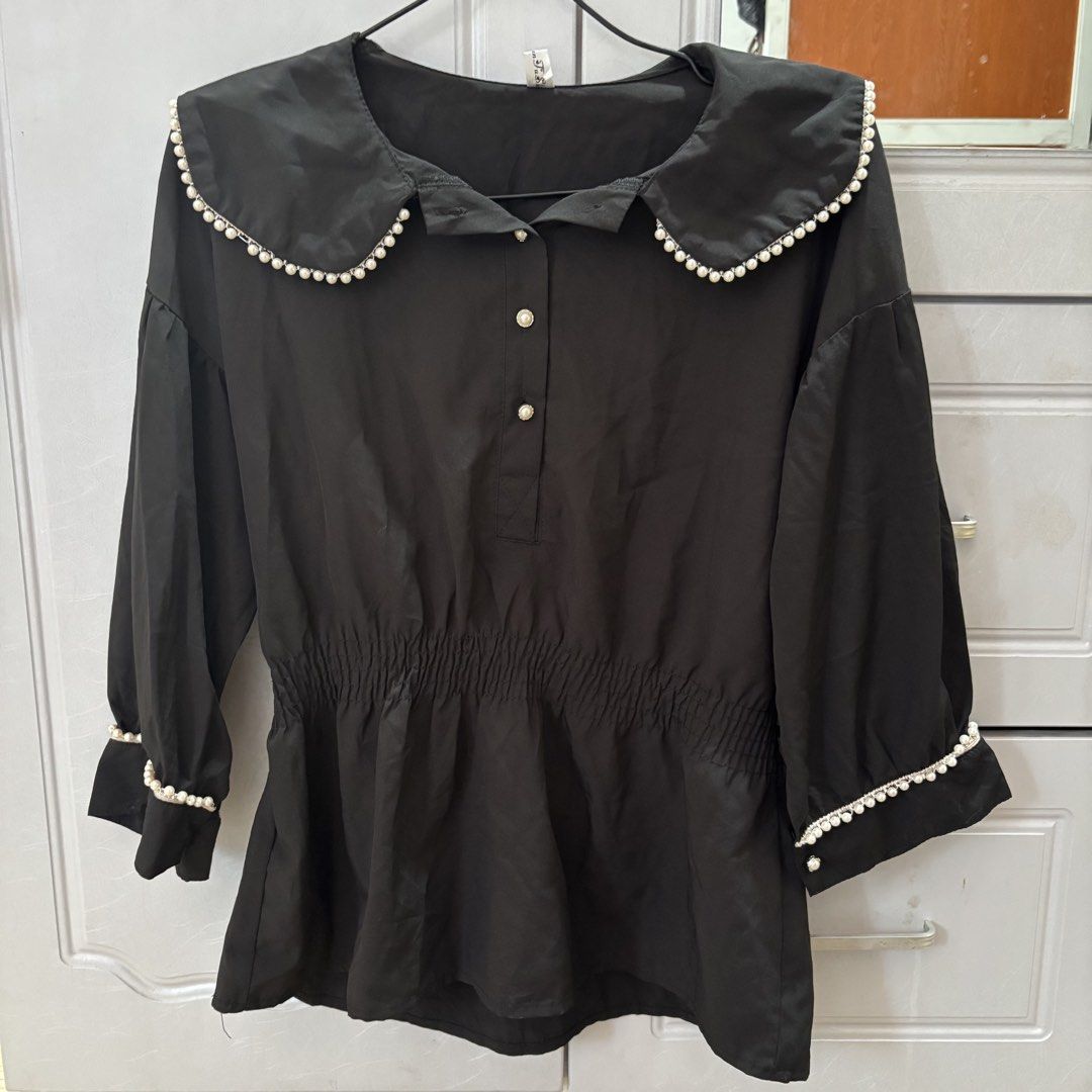 Black Overseas Polo Beads Blouse Peplum (Category: Blouses) located in Binan City. Submitted by mypreloved_haul (Listing ID 1465210525, Image 1). Description: .