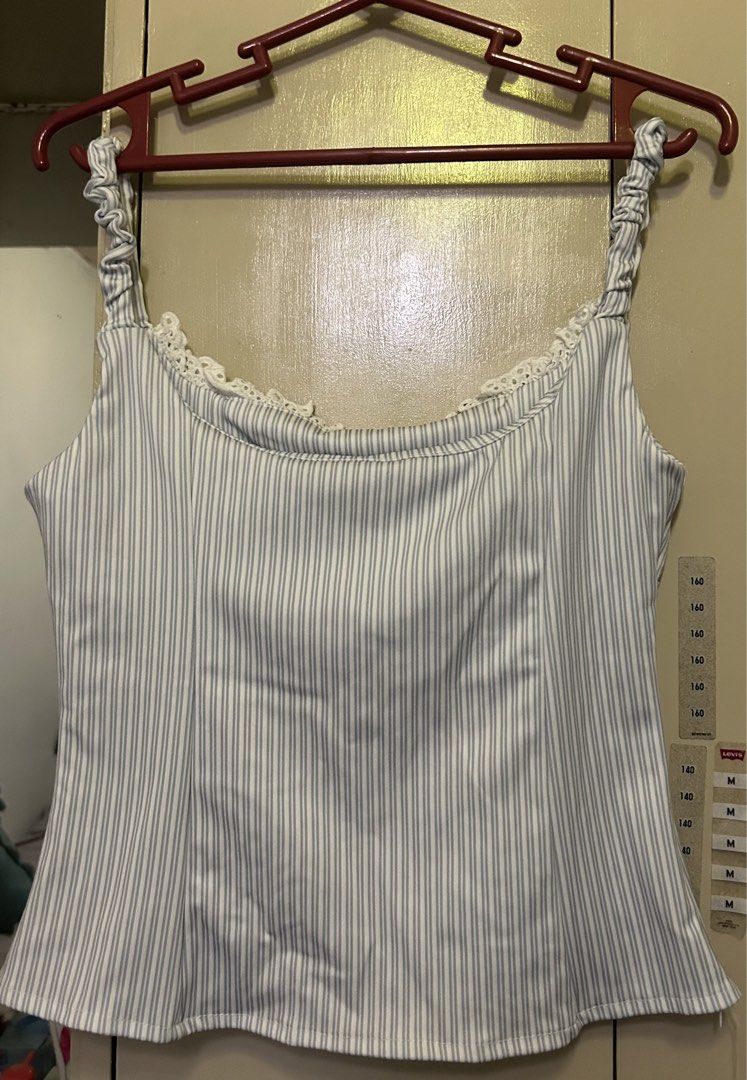 Blue Lace Top (Category: Sleeveless) located in Manila. Submitted by lueur000 (Listing ID 1465336914, Image 2). Description: worn once! Bust - 74 Waist - 62 Length - 45 .