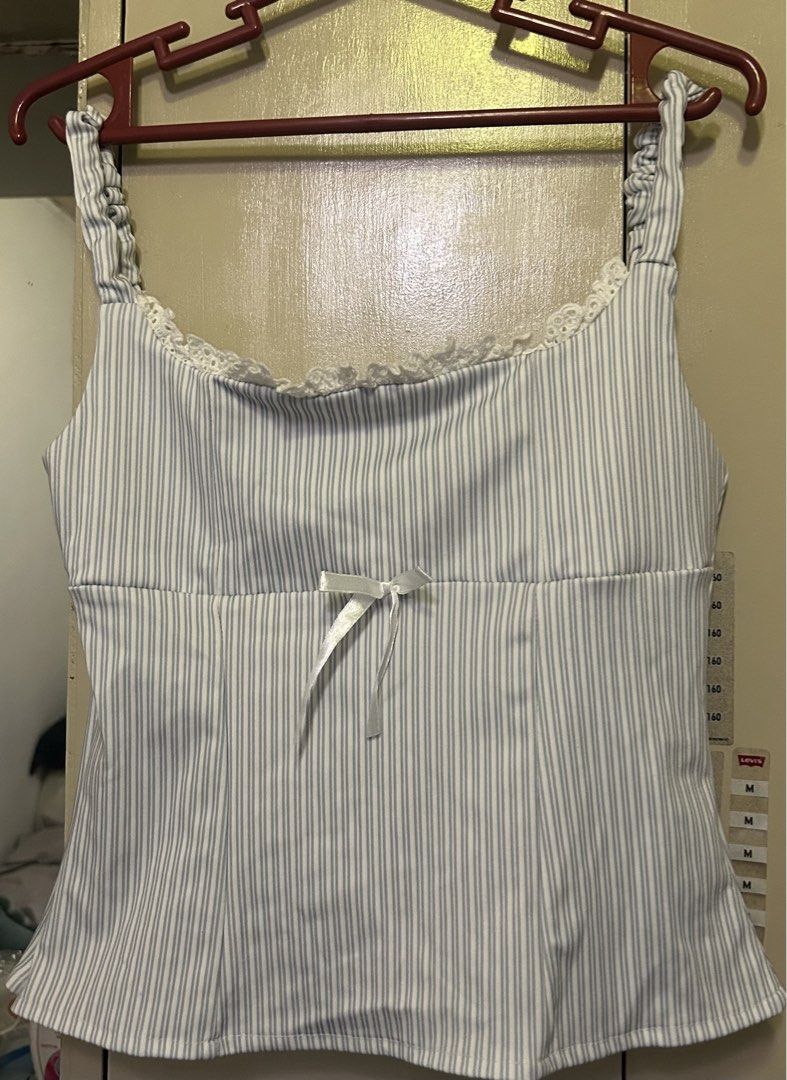 Blue Lace Top (Category: Sleeveless) located in Manila. Submitted by lueur000 (Listing ID 1465336914, Image 1). Description: worn once! Bust - 74 Waist - 62 Length - 45 .