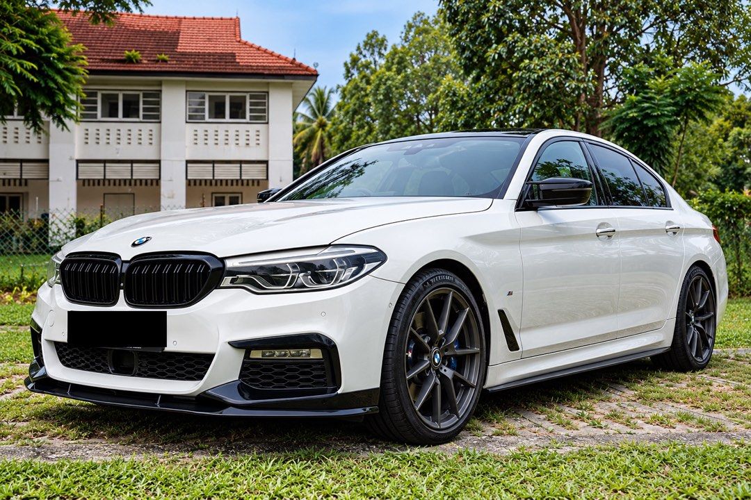BMW 5 Series Sedan 530i M Sport (A) (Category: Used Cars) located in Singapore. Submitted by autostoreshade (Listing ID 1465228080, Image 1). Description: Well-maintained vehicle with receipts to prove its service and maintenance history. Tastefully upgraded with M Sport body kit, black roof lining, carbon fibre steering wheel, Apple CarPlay, upgraded intake and M rims. Interior is in excellent condition with no sticky panels. Carefully maintaine