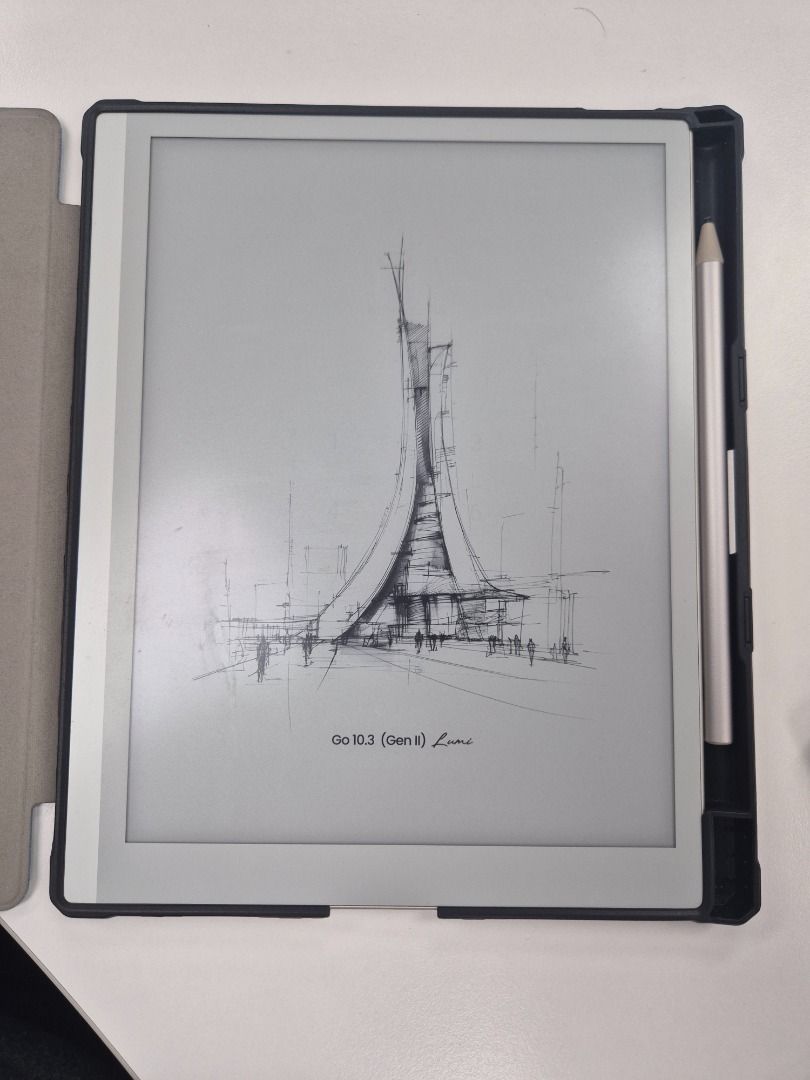Boox go 10.3 gen 2 Lumi (eink tablet) (Category: E-Readers) located in Manila. Submitted by finding_profile (Listing ID 1465257099, Image 1). Description: 10.3 inch display with stylus and original cover and backup cover. More specs below: • Display: 10.3" HD monochrome ePaper glass screen with flat cover-lens and CTM warm/cold front light • Resolution: 2480 × 1860 pixels (300 PPI) • Processor (CPU): Qualcomm Octa-core (6350) • RAM: 4GB • Interna