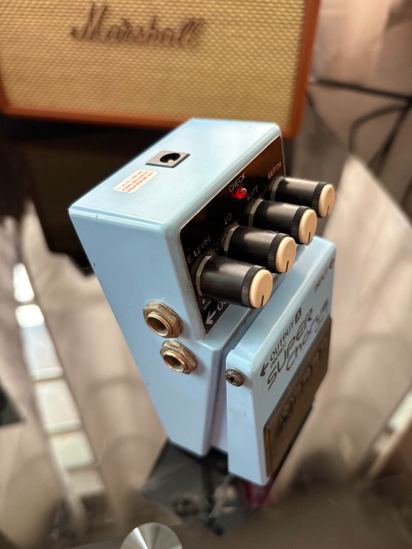 Boss CH-1 Super Chorus Guitar Pedal (Category: Musical Instruments) located in Mandaluyong City. Submitted by reginaldg0597 (Listing ID 1465226543, Image 2). Description: - Iconic Boss CH-1 Super Chorus pedal in classic light blue - Fully functional with standard controls: E. Level, Equalizer, Rate, and Depth - Powered by a standard 9V battery or power supply - Velcro already attached to the backplate, ready for your pedalboard - Shows normal cos