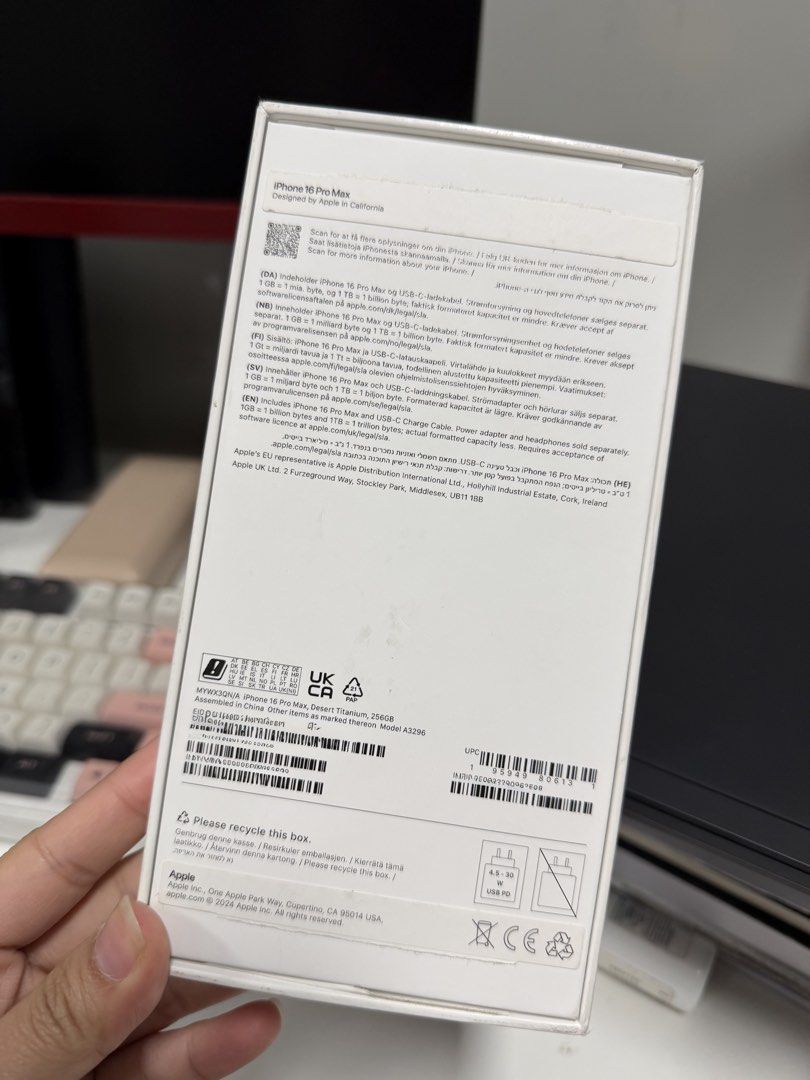 (Box only) iPhone 16 Pro Max (Category: iPhone 16 Series) located in Marikina City. Submitted by mdespiritu (Listing ID 1465297001, Image 2). Description: iPhone 16 Pro Max BOX ONLY Traded-in my phone at Digimap recently. They only take the unit itself..