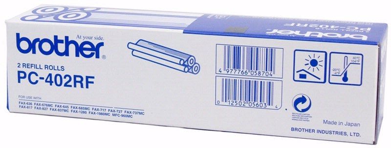 Brother PC‑402RF Fax Ribbon Refills (2 Rolls/Box) (Category: Printers, Scanners & Copiers) located in Manila. Submitted by minowmi (Listing ID 1465252195, Image 1). Description: Selling brand‑new Brother PC‑402RF thermal transfer ribbon refills. ✅ Compatible with Brother fax machines: FAX‑560, FAX‑565, FAX‑575, IntelliFax‑580MC, MFC‑660MC ✅ Each box contains 2 rolls (approx. 144 pages per roll) ✅ Works as refill for PC‑401 and PC‑501 (₱1500 BUY A